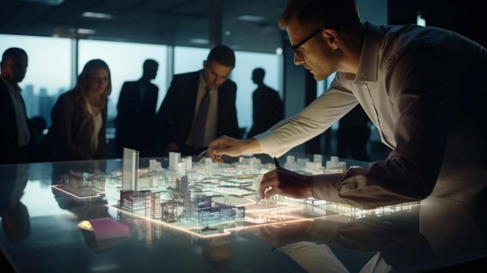 Holographic technology in futuristic urban landscapes-Sheet4