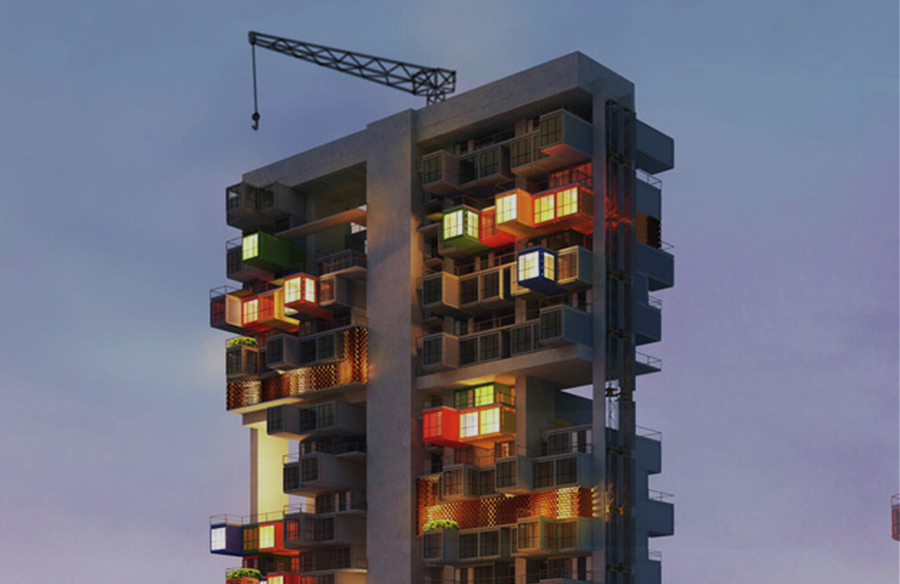 Shipping Container Skyscraper for Mumbai Slum by Ganti + Asociates (GA) Design
