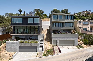 Four-story hillside homes in Los Angeles by FreelandBuck design