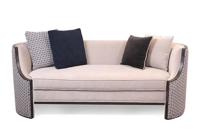Luxurious Curved Couches in Muted Tones by Ochre at Home
