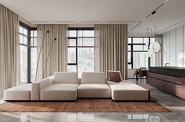 Flat with panoramic views of the Botanical Garden by Kvadrat architects