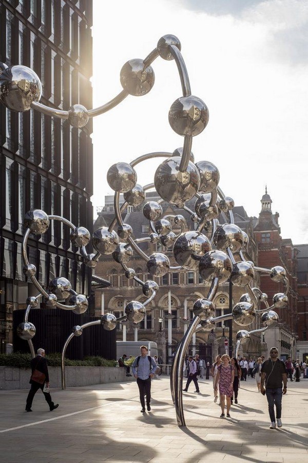 Mirror Orbs installed outside Liverpool Street Station in London by Yayoi Kusama-Sheet6