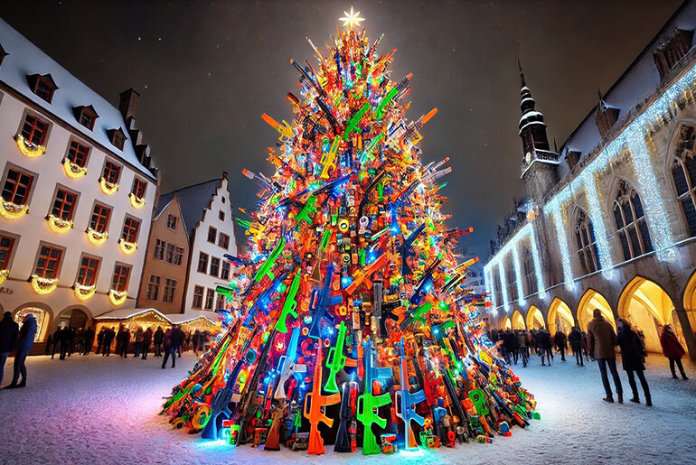 To Arms! (A Christmas exercise that will never come to light) by Luzinterruptus