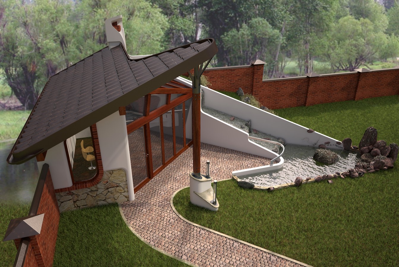 Gardenhouse-waterfall of villa Ice Canyon by Consul&Co-Sheet3