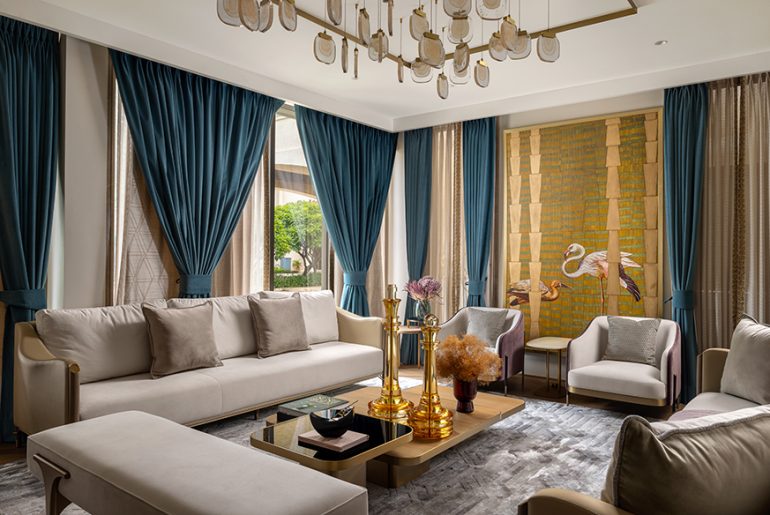 Luxe Living Area with Gleaming Details by Azure Interiors - RTF ...