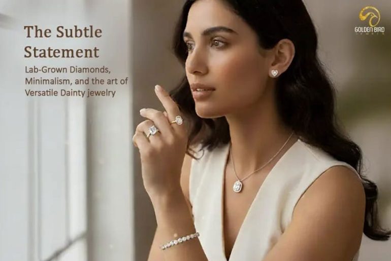 Minimalist lab-grown diamond jewelry for versatile daily style by Golden Bird.