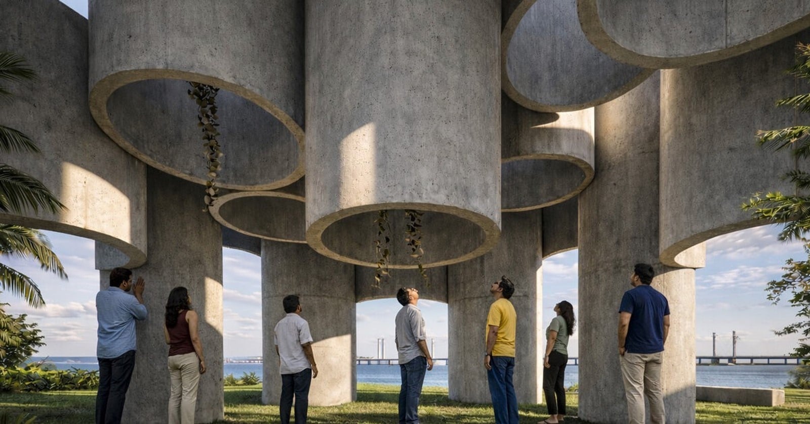 Reclaimed Concrete Pipes Reassembled as a Reusable Pavilion on Mumbai’s Coast-Sheet1